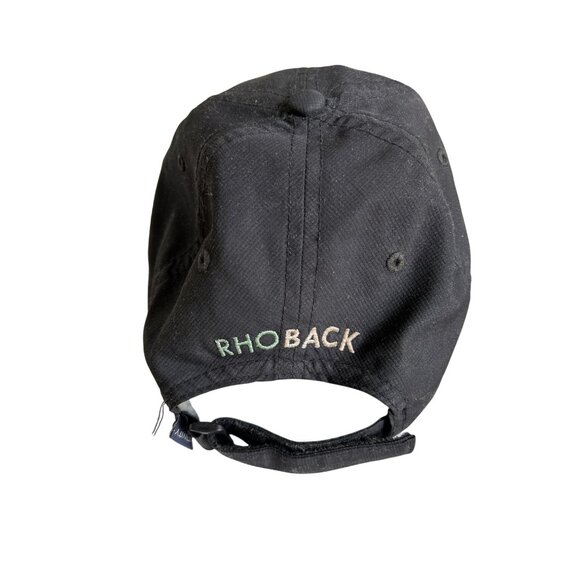 Rhoback Crave Performance Golf Cap Black Poly White Stitch Logo Adult Strapback - Picture 5 of 9